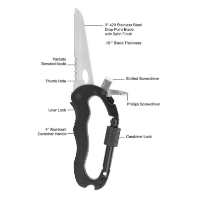 Carabiner Multi-Tool - Not rated for climbing use